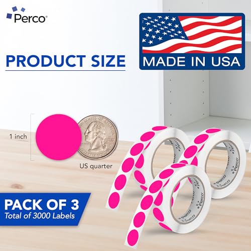 Neon Pink Perforated Round Circle Dot Sticker 1 (3 Count)