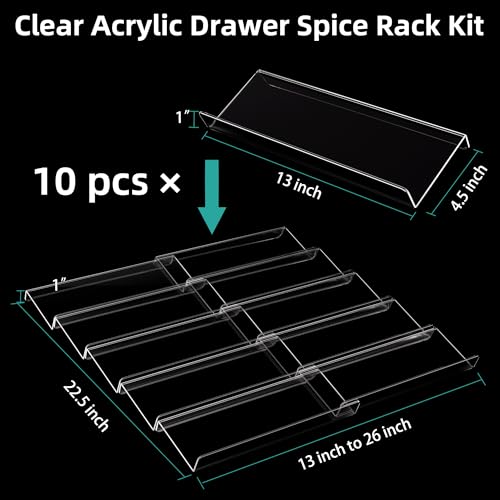 Acrylic Spice Drawer Organizer (10 Count)