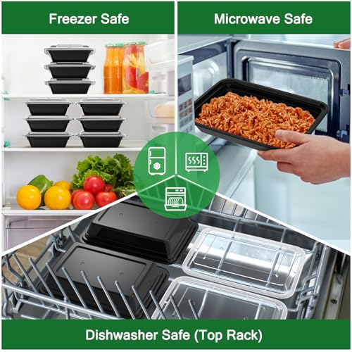 50 Pack (100-Piece) 28 oz Meal Prep Containers Reusable with Lids (50 Count)