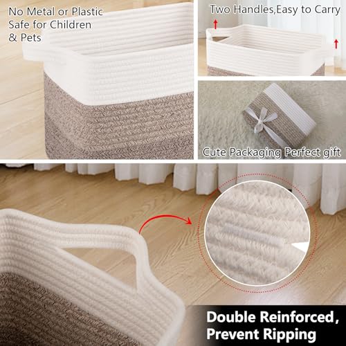 Cotton Rope Storage Baskets for Organizing Gradient Yellow 3