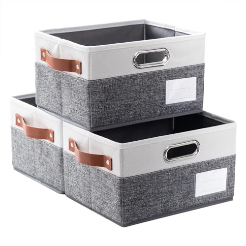 Foldable Storage Bins with Handles [3 (3 Count)