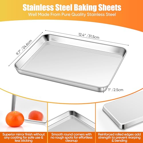 9x13 Inches Stainless Steel Quarter Sheet Pan Set of 2 (2 Count)