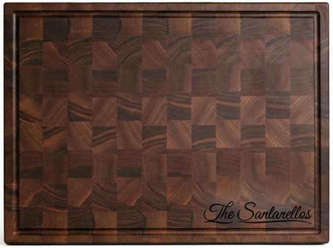 Handmade Personalized Walnut End Grain Cutting Board – Custom Engraved Wood Chopping Block, Perfect Gift for Home Chefs by GrainWoods (24x18x2 Inches)