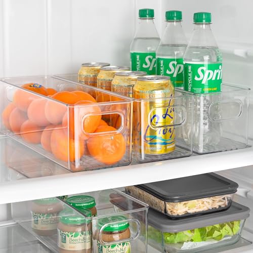 Plastic Food Storage Clear Container Bin with Handles for Organizing Kitchen