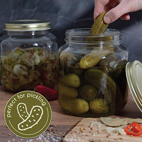 2 Pack Half Gallon Mason Wide Mouth Glass Jar with Airtight Metal Lid (2 Count)