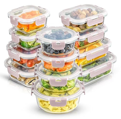 24pc Borosilicate Glass Storage Containers with Lids (24 Count)