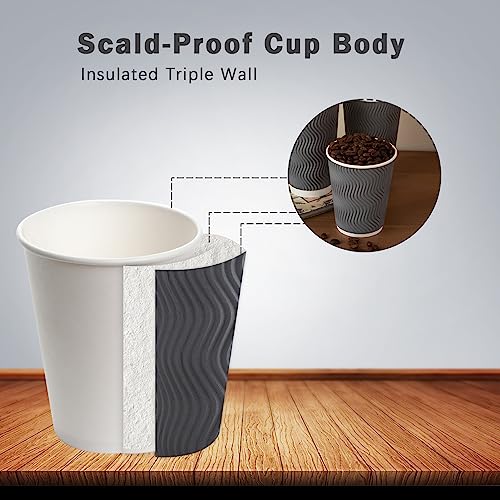 120 Pack 12 oz Coffee Cups Disposable Insulated Paper Cup Gray (120 Count)