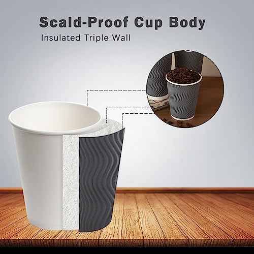 150 Pack 8 oz Coffee Cups Disposable Insulated Paper Cup Gray (150 Count)
