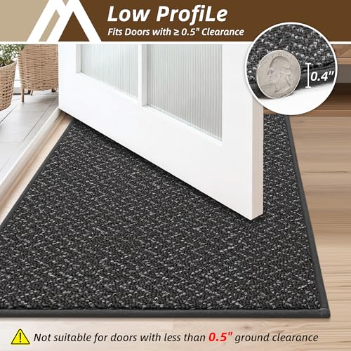 Dirt Trapper Door Mat 17"x30" Non Slip Washable Dark Grey