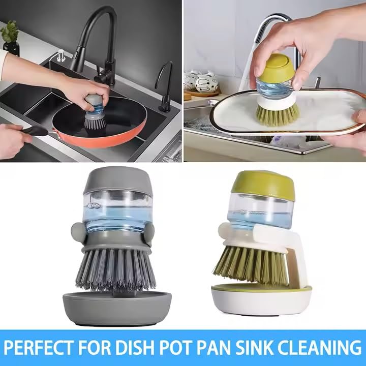 Soap Dispenser Palm Dish Brush with Storage Bracket (2 Count)