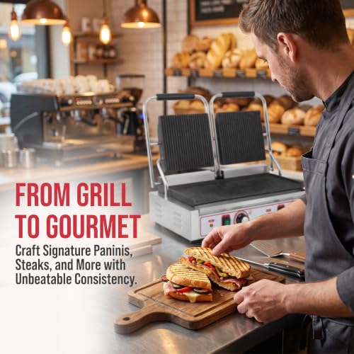 Commercial Panini Grill Grooved Press Sandwich Maker Industrial Panini Machine Single Grill Big