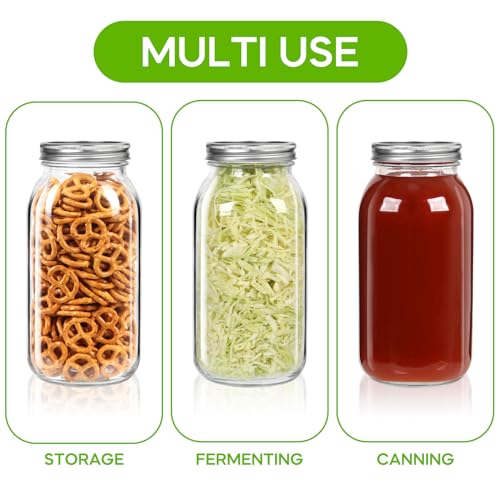 64oz Glass Wide Mouth Mason Jars (3 Count)