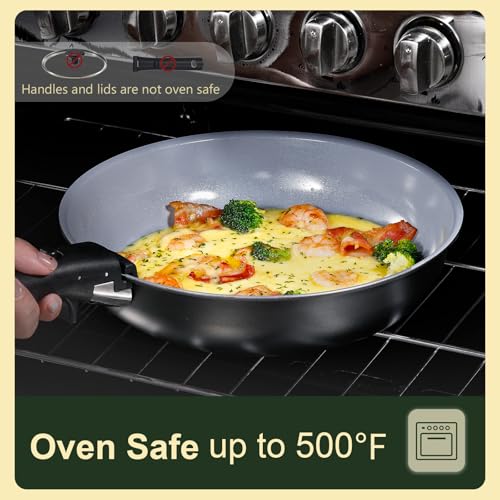 19pcs Ceramic Cookware Set Detachable Handle
