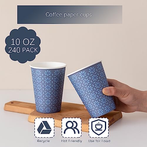240 Pack Paper Cups 10 oz Bulk Disposable Coffee Cups Navy Floral (240 Count)