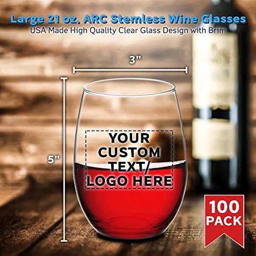 100 ARC Stemless Wine Glasses Set (100 Count)