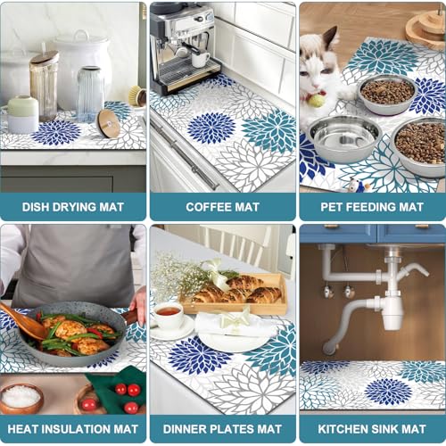 2PCS 16" x 24" Dish Drying Mat & 24" x 5.5" Sink Splash Guard