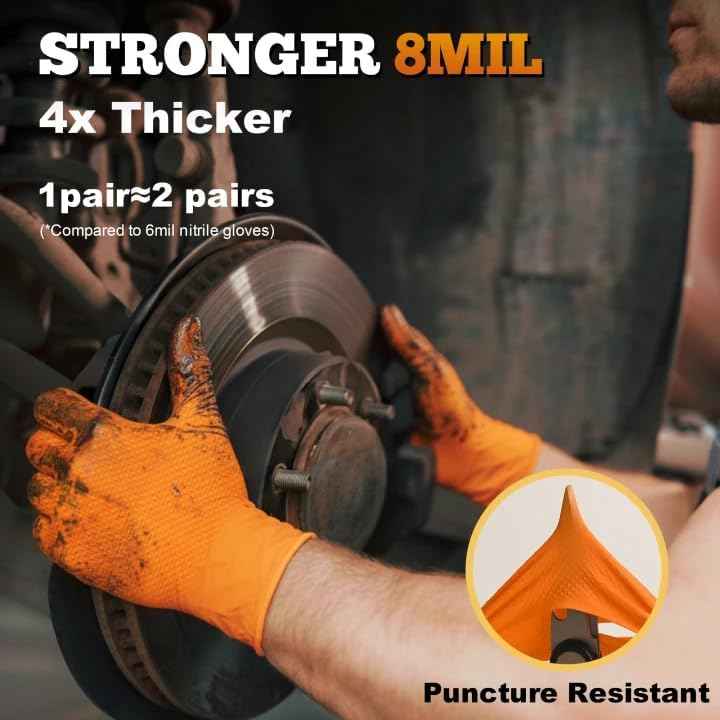 Heavy Duty Industrial Orange Nitrile Gloves (50 Count)
