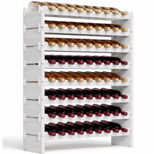 72 Bottle Wine Rack Stackable Bamboo Freestanding (72 Count)