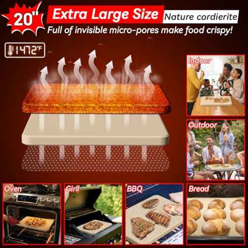20''Pizza Stone for Oven and Grill with Pizza Peel
