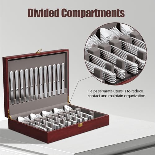 Mahogany Wood Silverware Storage Box