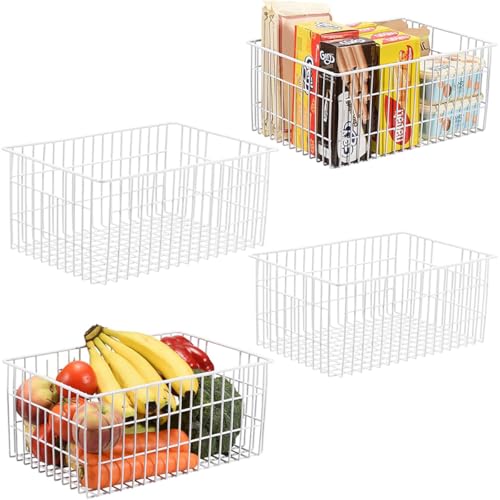Upright Freezer Organizer Bins Metal Wire Storage Container Basket (4 Count)