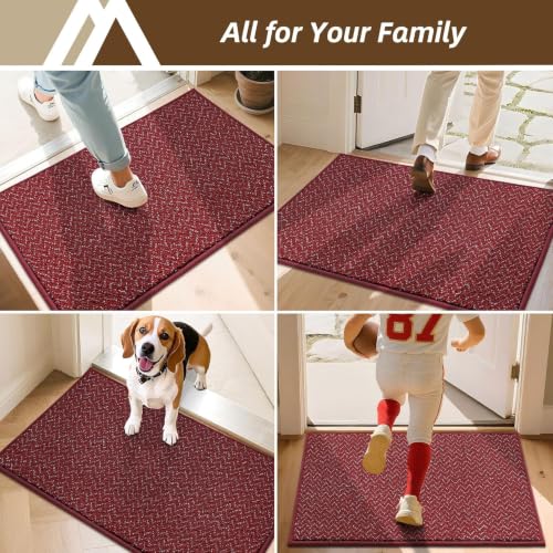 Dirt Trapper Door Mat 20"x32" Non Slip Washable Red (640 sq in)