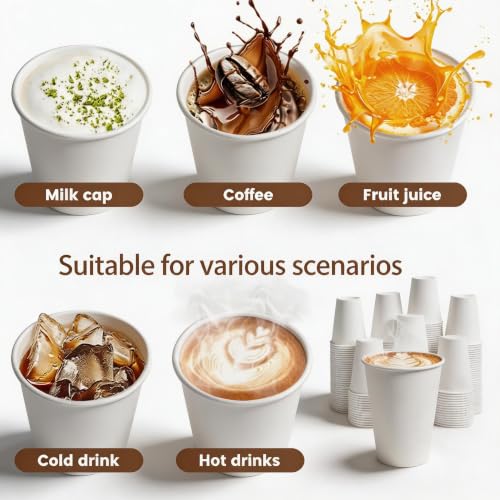 16 oz Disposable Paper Coffee Cups with Lids & Sleeves (100 Count)