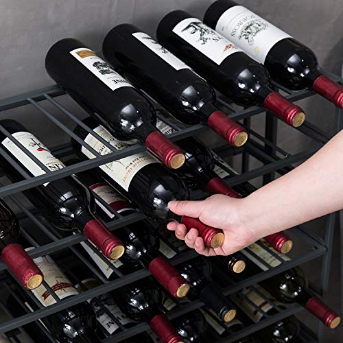 Gray Metal Wine Rack Floor Stand 9 Tier Bottle Storage Shelf