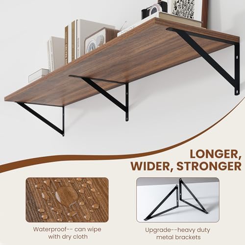 48W x 12D Deep Floating Shelves Set of 2 Walnut