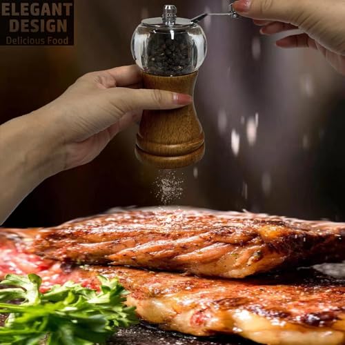 Pepper Grinder Set Classical Hand Shake Wood Manual Pepper Mill (2 Count)