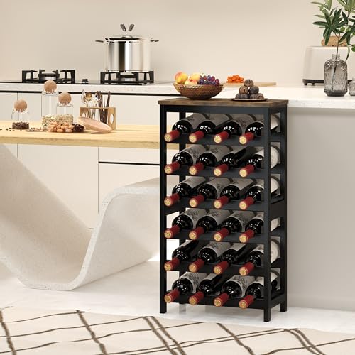 6 Tier Bamboo Wine Rack Freestanding Floor