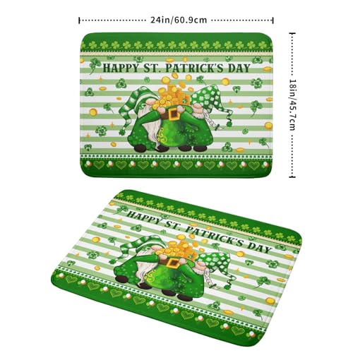 Shamrock Gnome Dish Drying Mat Coin Clover Dishes Fast Dry Mat 18x24 inch Absorbent Microfiber Dishware Drainer Pad for Kitchen Counter Sink