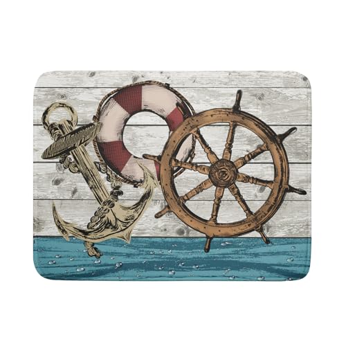 Nautical Anchor Dish Drying Mat 18x24 inch Coastal Boat Fast Dry Microfiber Reversible Dish Drainer Pad Kitchen Countertop Tabletop Decor