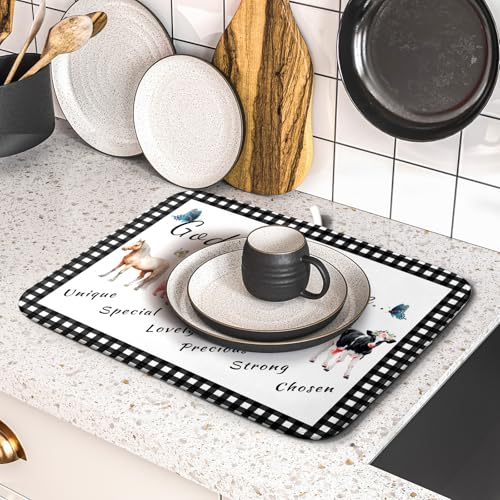 Farmhouse Animals Dish Drying Mat