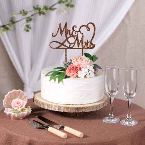 Mr & Mrs Wedding Cake Topper in Wood