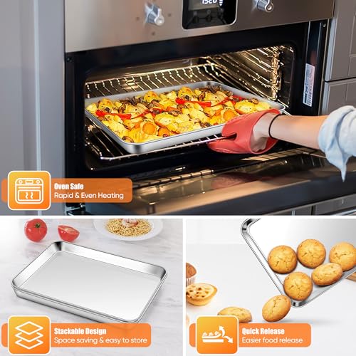 9x13 Inches Stainless Steel Quarter Sheet Pan Set of 2 (2 Count)