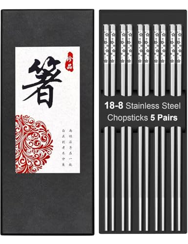 5 Pairs Metal Chopsticks Reusable 18