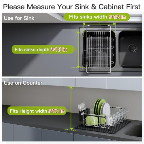 in Sink Dish Drying Rack with Mat