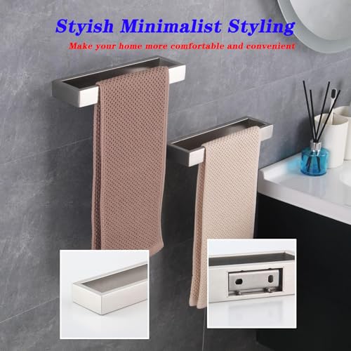 Modern Towel Holder Square Style Brushed Stainless Steel Towel Hanger Towel Ring for Bathroom Wall Mount 2 Pack HG1716