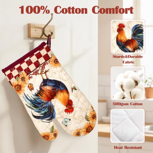 Rooster Oven Mitts and Pot Holders Set (2 Count)