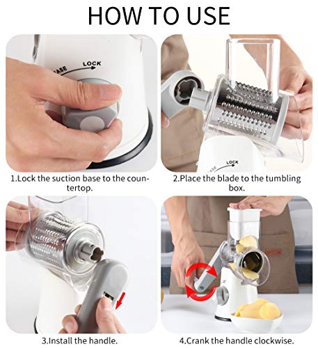 Cambom Rotary Cheese Grater Hand Crank Cheese Shredder