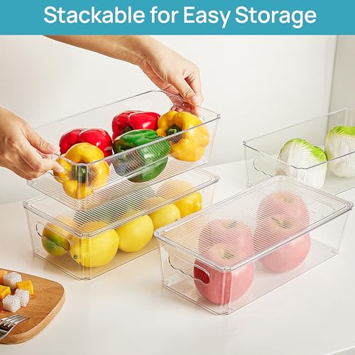 8pcs Clear Stackable Storage Bins with Lids (8 Count)