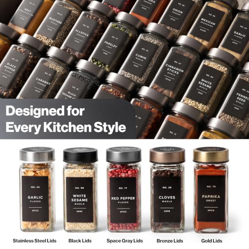 Glass Spice Jars with Label (24 Count)