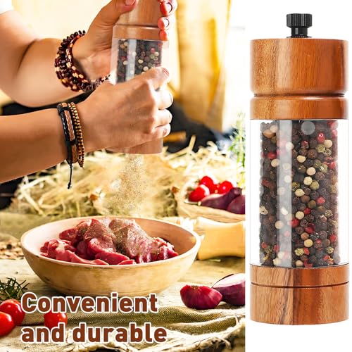 2 Pack 5.5 Inch Wood Salt and Pepper Grinder Set (2 Count)