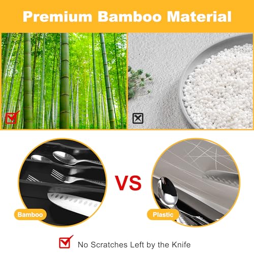 Kitchen Bamboo Silverware Organizer