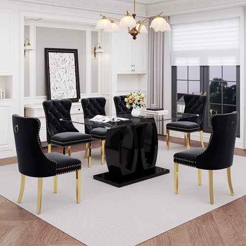 63" Glass Dining Table Set for 6 (7 Count)