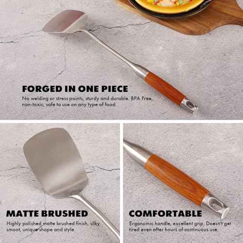 15” Metal Kitchen Utensils Set with RooseWood Handle