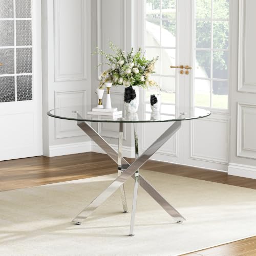 36" Round Glass Dining Table for 4