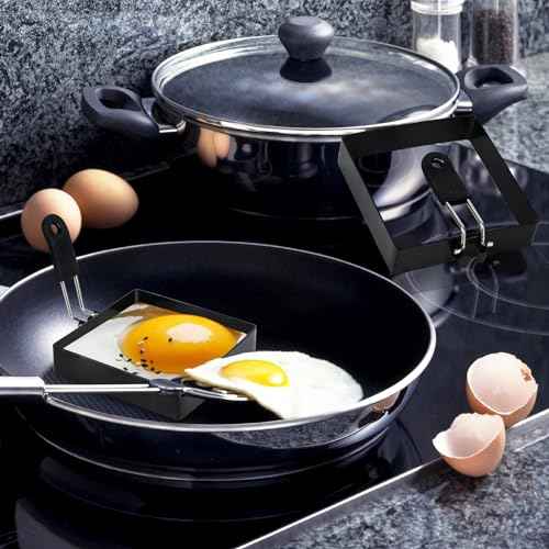 4'' Square Egg Rings with Silicone Handle
