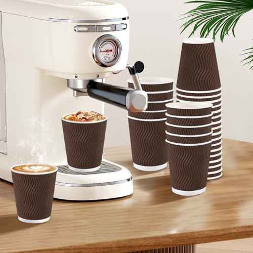 150 Pack 8 oz Disposable Paper Coffee Cups Insulated Brown (150 Count)
